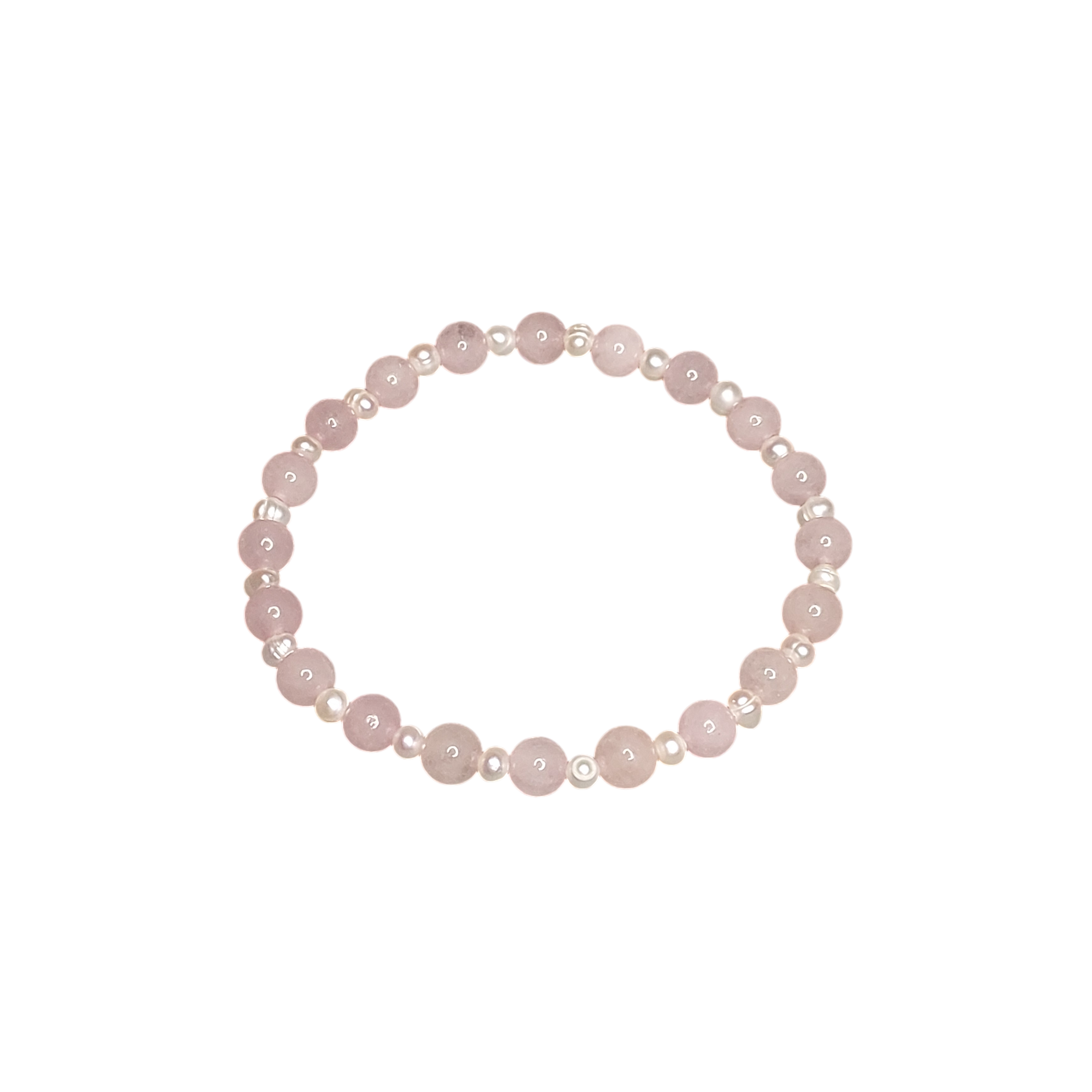 Браслет з рожевого кварцу та перлів